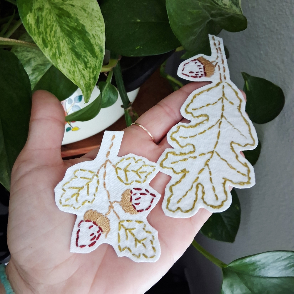 Embroidered Leaf and Acorn Patches - Picture 2 of 4